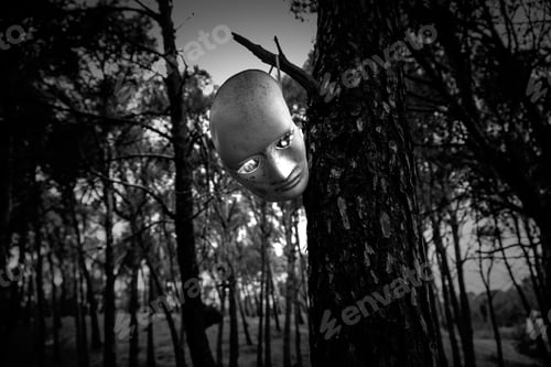 Preview: Scary Mask In Forest, Satanic Ritual, Pagan Tradition, Fear