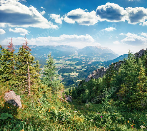 Preview: Wonderful View From Top Of Cableway Above The Konigsee Lake. Bright Summer Morning On A Border Of