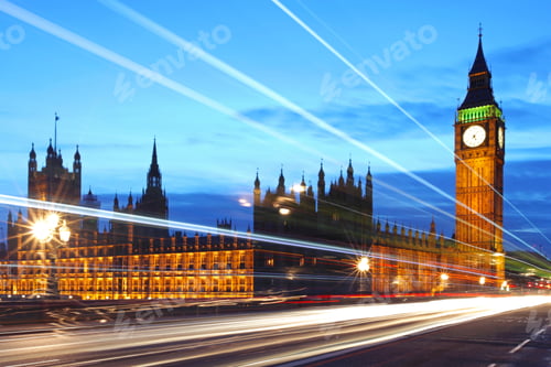 Preview: Houses Of Parliament And Clock Tower Big Ben In London At Night