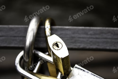 Preview: Padlock On Iron Bridge, Symbol And Love, Construction