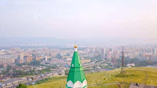 Preview: Paraskeva Pyatnitsa Chapel. Symbol Of Krasnoyarsk And One Of The City Main Landmarks, From Dron