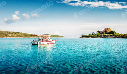 Preview: Bright Spring Scene Of Small Fishing Town - Mikrovivos. Stunning Morning Seascape Of Aegean Sea
