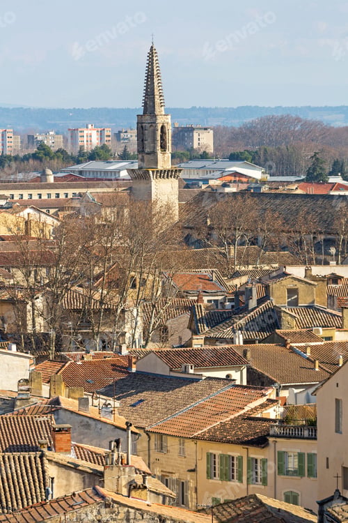 Preview: Church Tower Landmark In Avignon Provence France