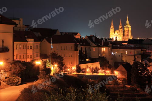 Preview: The View On Prague Gothic Castle In The Night, Czech Republic