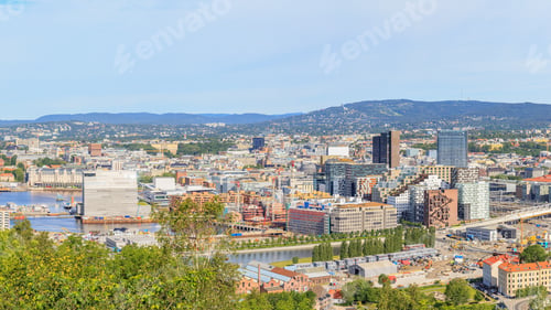 Preview: Oslo, Norway. Panorama Of The Business Part Of The City Without Signs