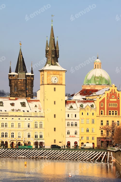 Preview: The Romantic View On The Snowy Prague Old Town, Czech Republic