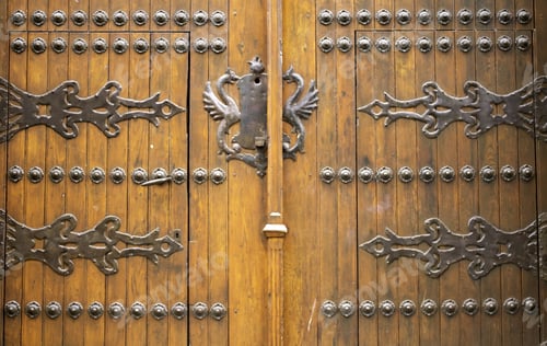 Preview: Wooden Door With Ancient Lock, Construction And Architecture