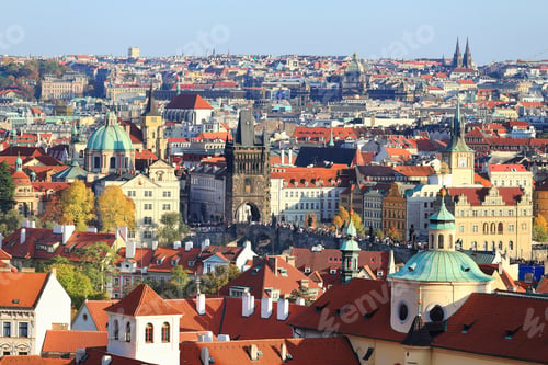 Preview: View On Colorful Autumn Prague City With Its Towers And Historical Buildings, Czech Republic