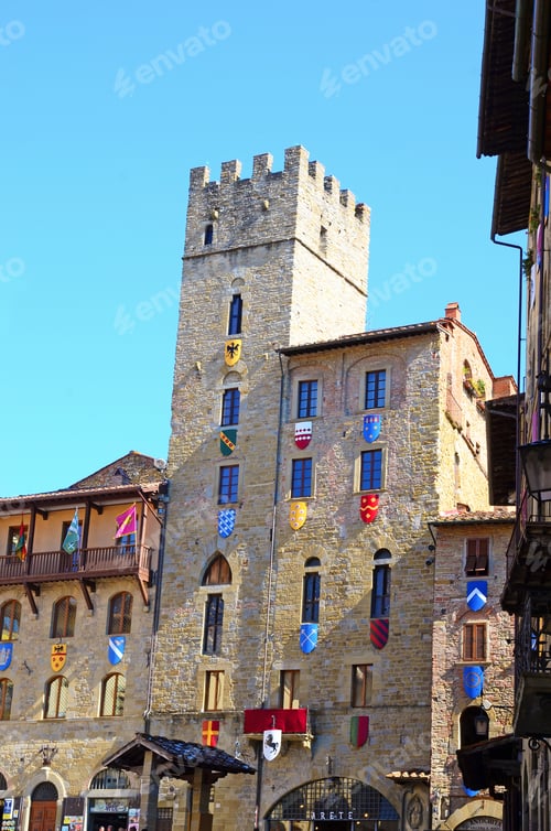 Preview: Historic Building Districts Crests Arezzo In Tuscany - Italy