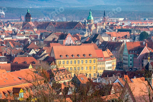 Preview: Scenic Aerial View Of The Old City At Sunset. Bamberg. Bavaria Germany.