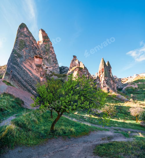 Preview: Unreal World Of Cappadocia. Dramatic Sky In The Uchisar Castle Neighborhood. Morning In Famous