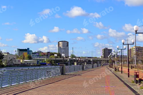 Preview: Russia, Kaliningrad. Embankment Of The Pregolya River. Red Line