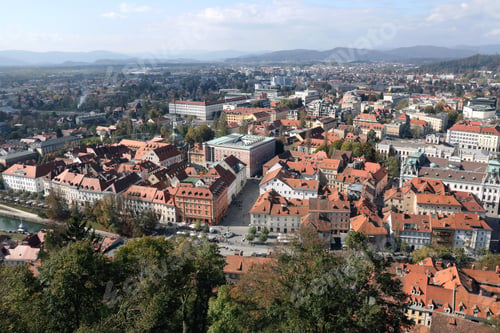 Preview: Aerial Downtown Cityscape In Ljubljana Slovenia