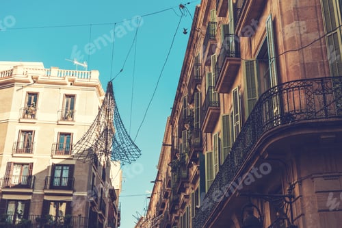 Preview: Beautiful Houses At Barcelona With Warm Sunlight