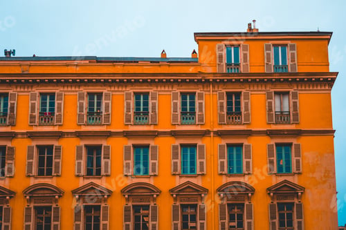 Preview: Big Residential Building With Orange Facade In Darken Tones