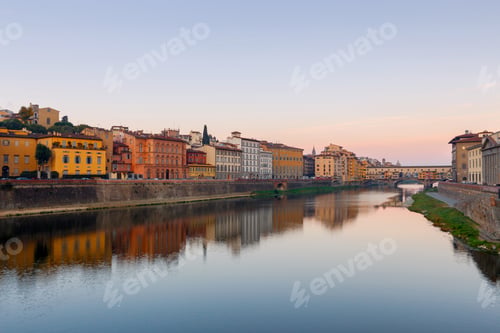 Preview: Florence. The City Embankment Along The Arno River.