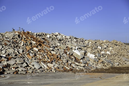 Preview: Rubble Of Bricks And Stones In Industrial Factory, Construction And Architecture