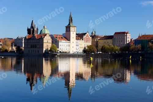 Preview: Colorful Autumn Prague Old Town Above River Vltava, Czech Republic