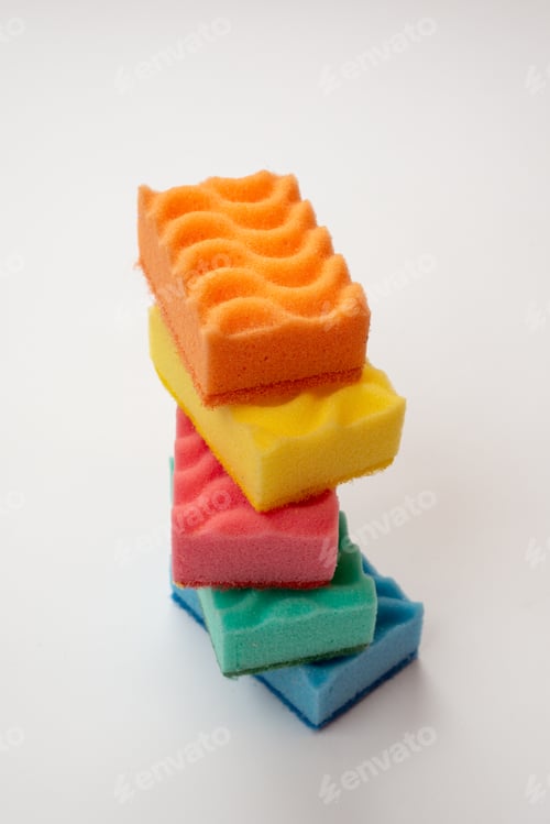 Preview: Coloured Kitchen Sponges, Close Up Photo