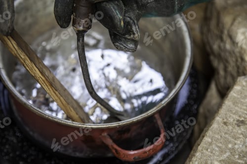 Preview: Man Melting Metal In Industrial Workshop, Business And Corporate, Working