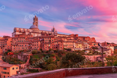 Preview: Siena. Cathedral At Sunset.