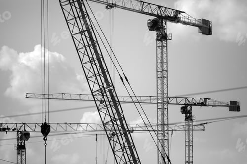 Preview: Crane And Building Construction Construction Site Black And White Photography