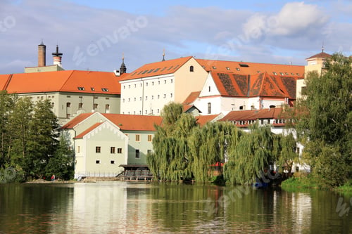 Preview: The Colorful Medieval Town Pisek In Czech Republic Above The River Otava