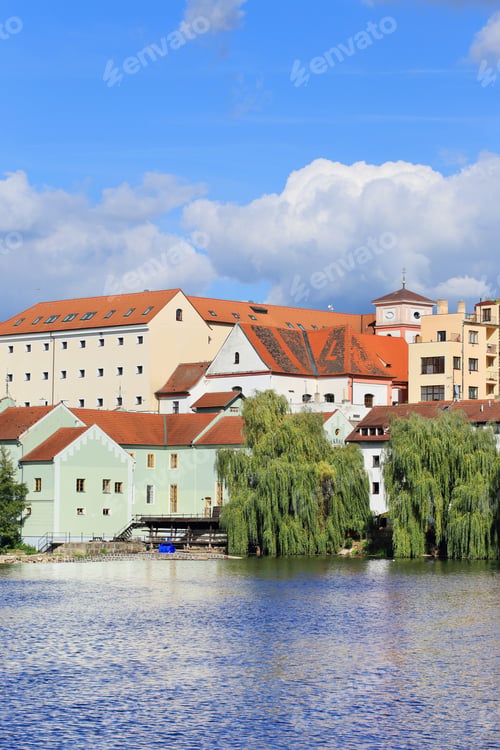 Preview: Colorful Summer Medieval Town Pisek Above The River Otava, Czech Republic