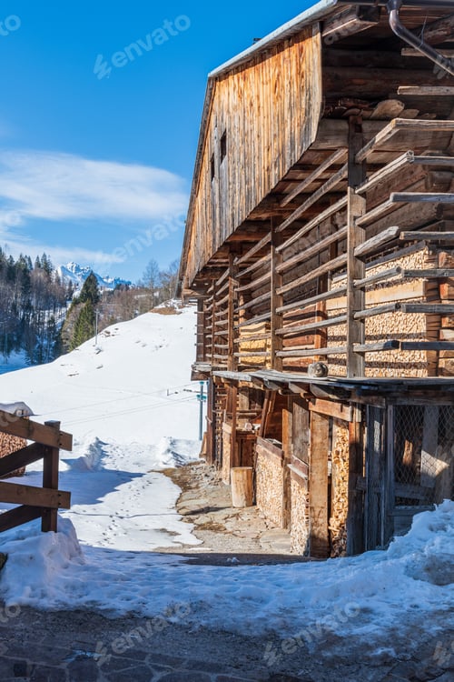 Preview: Winter In Sauris Di Sotto. Magic Of Snow And Old Wooden Houses. Italy