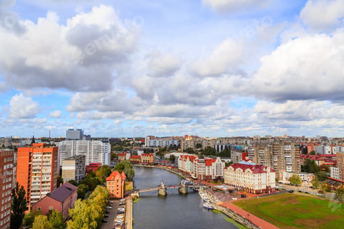 Preview: Central Part Of The City Of Kaliningrad, Embankment Of The Fish Village, Jubilee Bridge