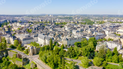 Preview: Luxembourg, Historical City Center In The Morning, Aerial View