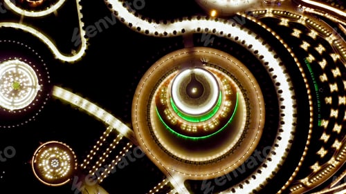 Preview: Krasnodar, Russia. Public Park - Krasnodar. Flying Over The Park At Night, Aerial View