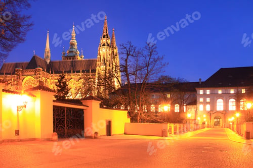 Preview: The View On Prague Gothic Castle In The Night, Czech Republic