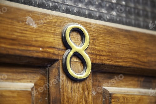 Preview: Number Eight On Wooden Door, Symbol And Address