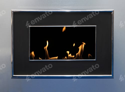 Preview: Oil Burning Flames In Contemporary Metal Fireplace