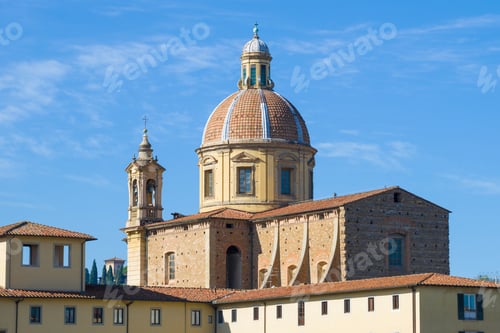 Preview: Dome Of The Church Of San Ferdiano Al Cestello Against The Blue Sky On A Sunny Day. Florence, Italy