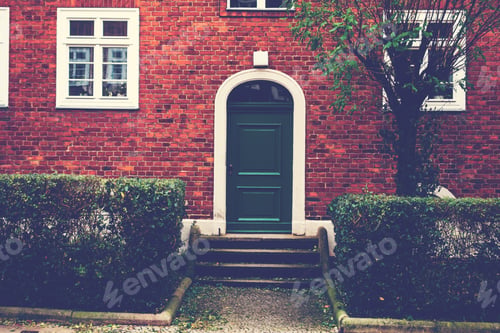 Preview: Historical Entrance Door On White Framed Details