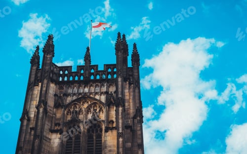 Preview: Detailed View Of Clocktower Of Old Church At Manchester