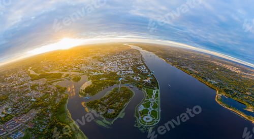 Preview: Yaroslavl, Russia. Park On The Spit (Spit). Panoramic View Of The City. Kotorosl Flows Into The