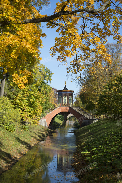 Preview: Autumn Landscape With A Cross Bridge. Tsarskoye Selo, St. Petersburg