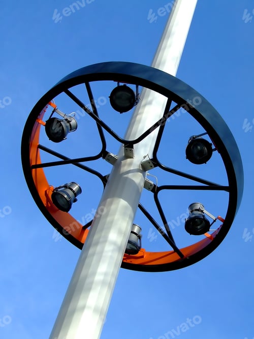 Preview: Searchlights On A Circle Frame On A Post