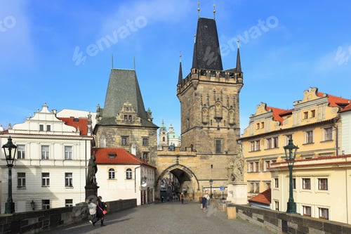 Preview: View On The Autumn Prague St. Nicholas' Cathedral With Tower Bridge, Czech Republic