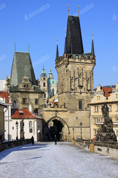 Preview: The Late Snow In March Prague Â?? View On St. Nicholas' Cathedral With The Bridge Tower