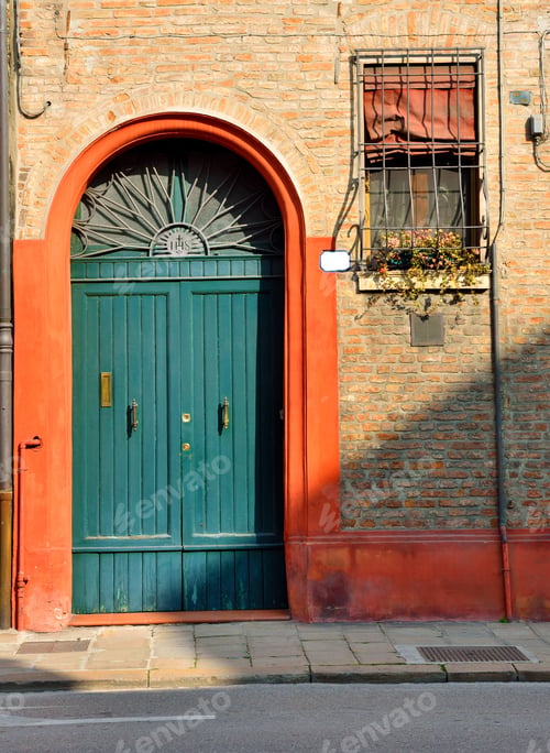 Preview: Ancient Palace Portal In The Historical Center Of Ferrara Emilia Romagna Italy