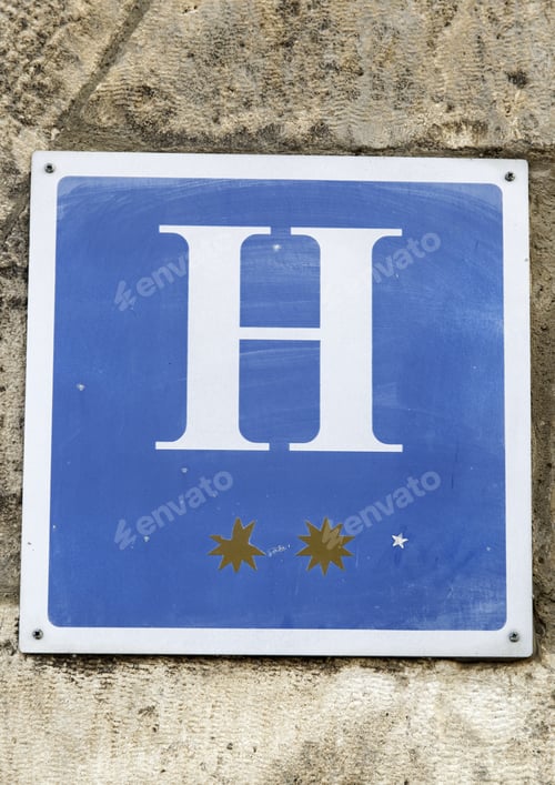 Preview: Hotel Poster With Symbol, Holidays And Tourism