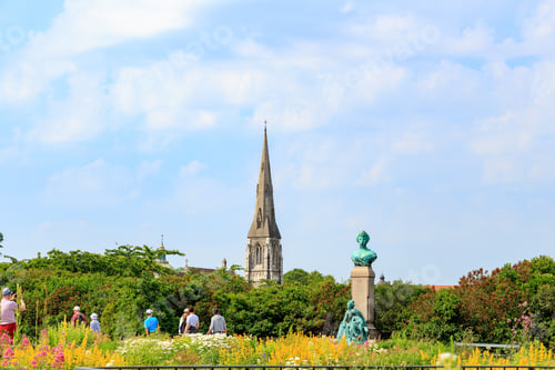 Preview: Copenhagen, Denmark. Tourists Walk Past The Monument To Princess Mary In The Copenhagen Park