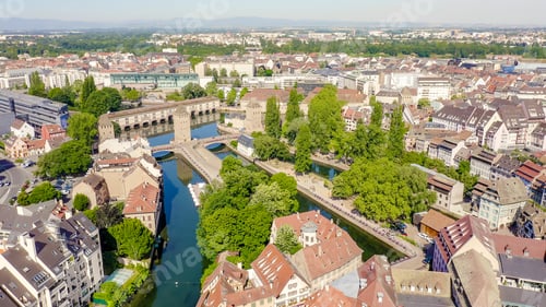 Preview: Strasbourg, France. Quarter Petite France, Vauban Dam, Aerial View