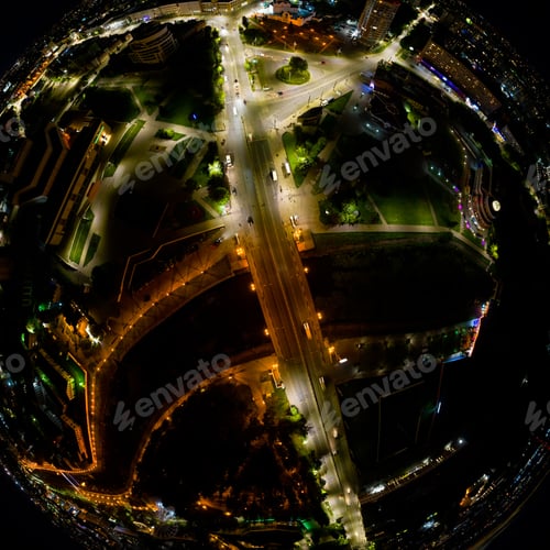 Preview: Ivanovo, Russia. Night Panorama Of The City. Aerial View