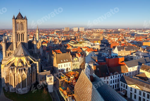Preview: Gent. Aerial View Of The Old City.