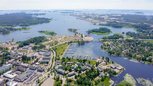 Preview: Hamina, Finland. General View Of The City Center From The Air In Clear Weather, From Drone